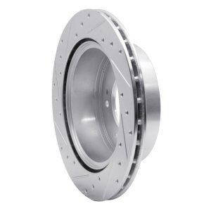 Kia Sorento Brake Rotor (1) - Rear Right - R1 Concepts - Drilled & Slotted - Silver - `07-`09